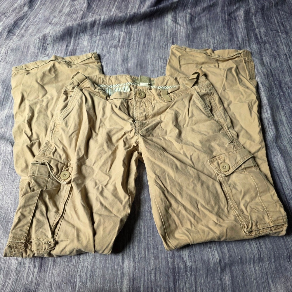 Old Navy Womens Khaki Rollup Cargo Pants Size 2 Y2k Tan Cotton